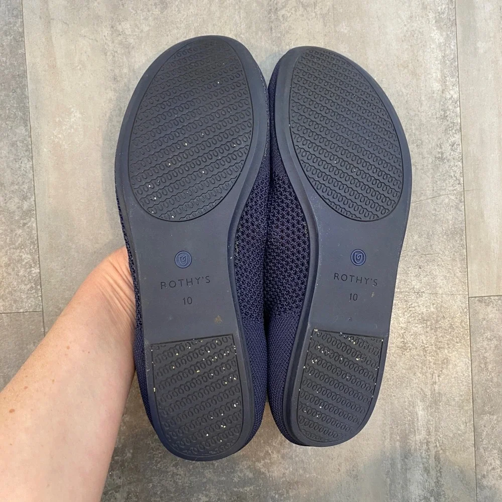 Rothy's RARE Lattice Flats‎ Maritime Navy Blue Stitch Round Toe Size 10